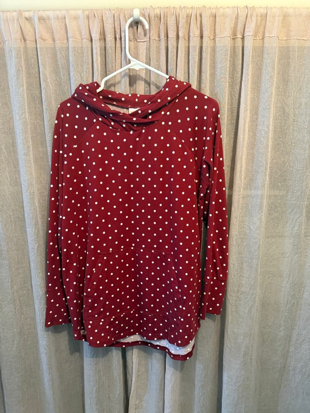 LuLaRoe Maroon Polka Dot Long Sleeve Top